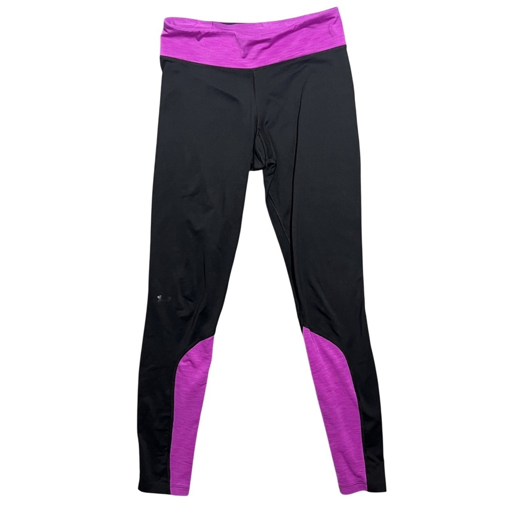 Under Armour Women's ColdGear Black Purple Athletic Leggings Pants Size SM/P